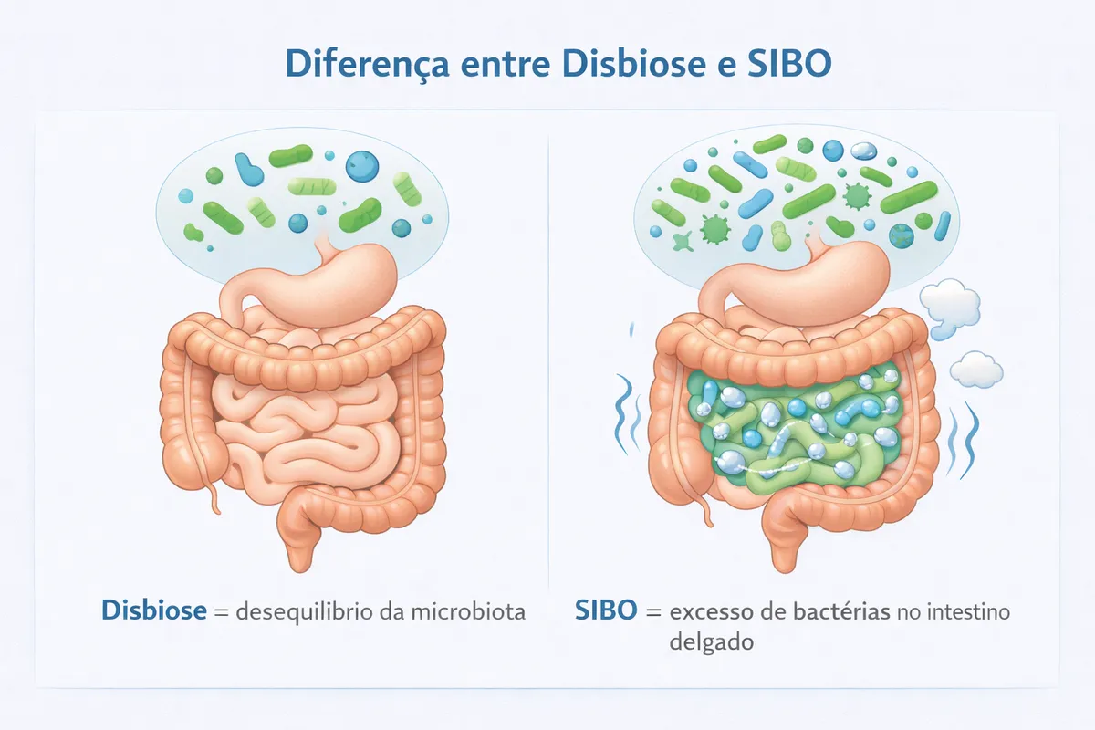 Diferenças entre disbiose e SIBO