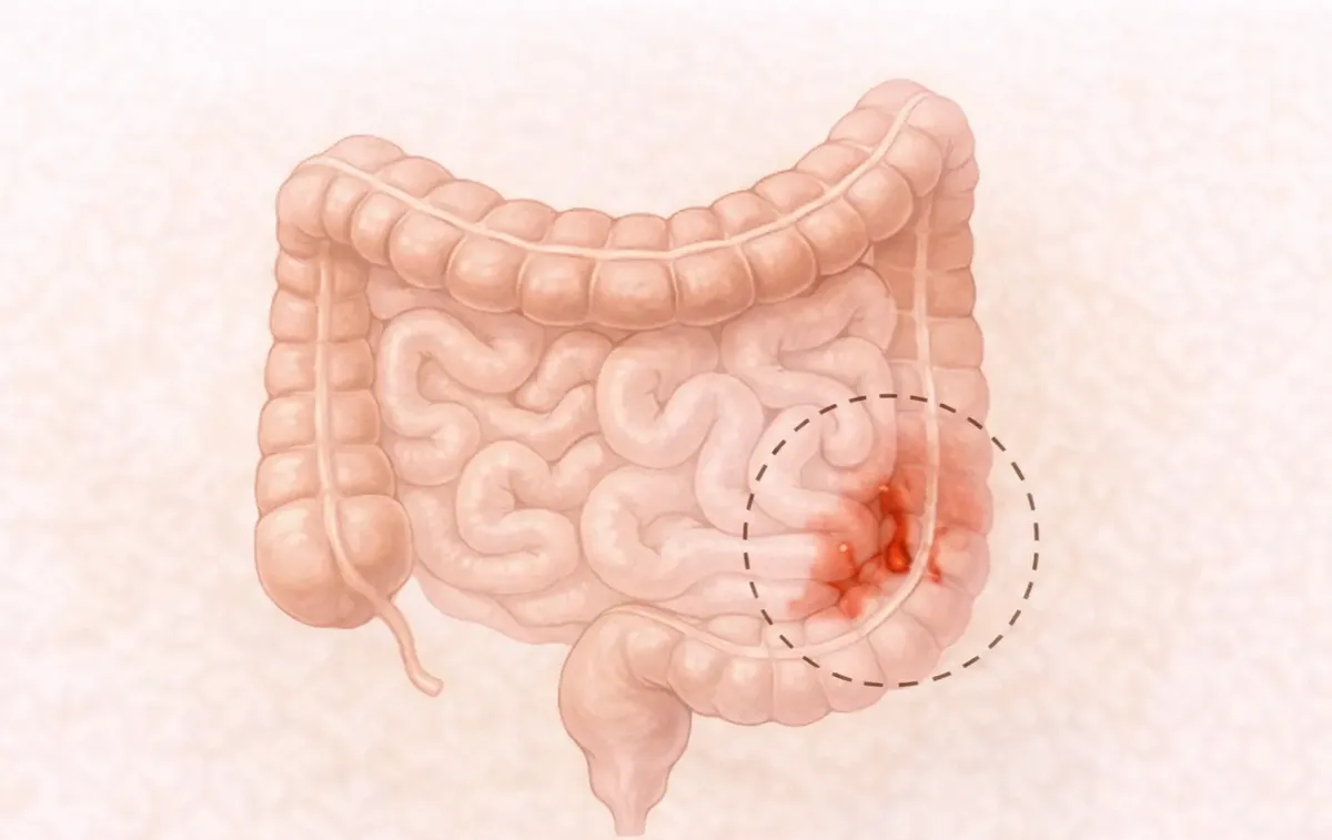 Ilustração de sangue nas fezes e sinal de alerta intestinal