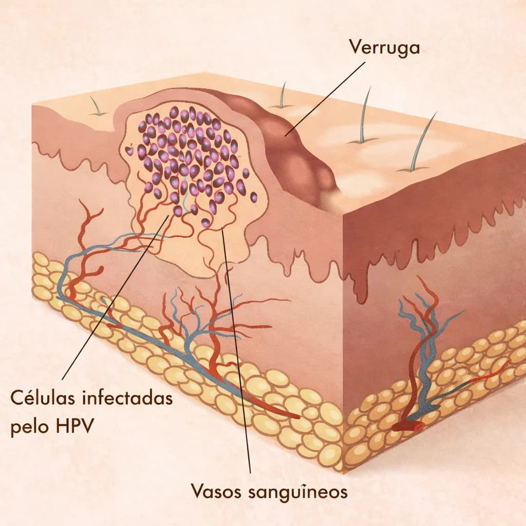 Ilustração de verrugas anais por HPV associadas ao risco de câncer anal