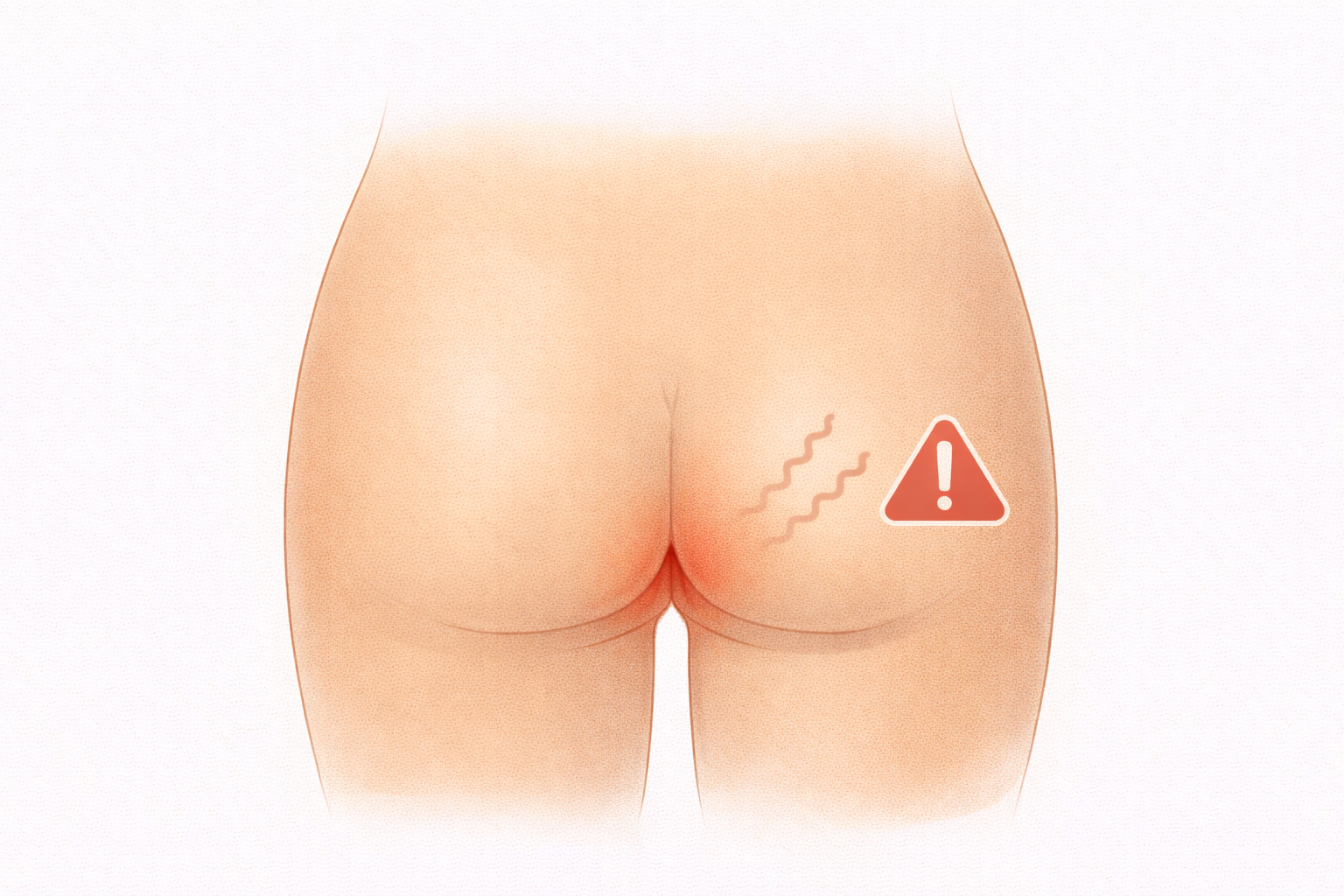 Ilustração de coceira anal e desconforto na região perianal